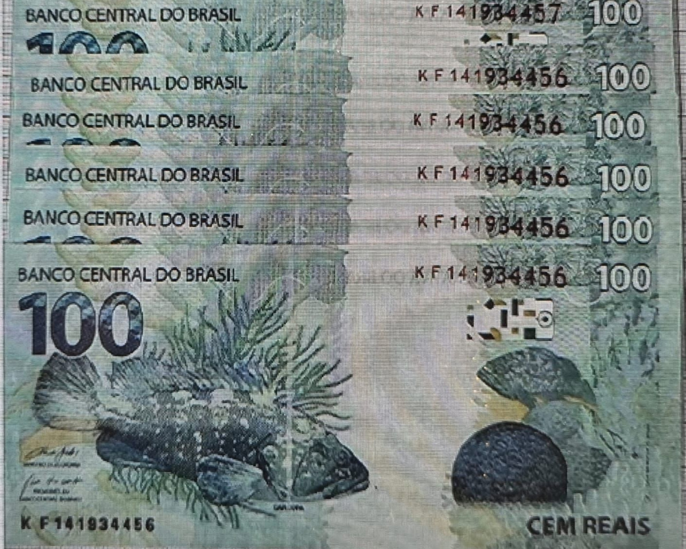 Ao todo, 10 cédulas falsas de R$ 100,00 foram encontradas na encomenda.