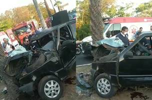 Motorista Colide em Canteiro Central e Choca Carro Contra Árvore na Av. Marechal. (Foto: Reprodução/ Internet)
