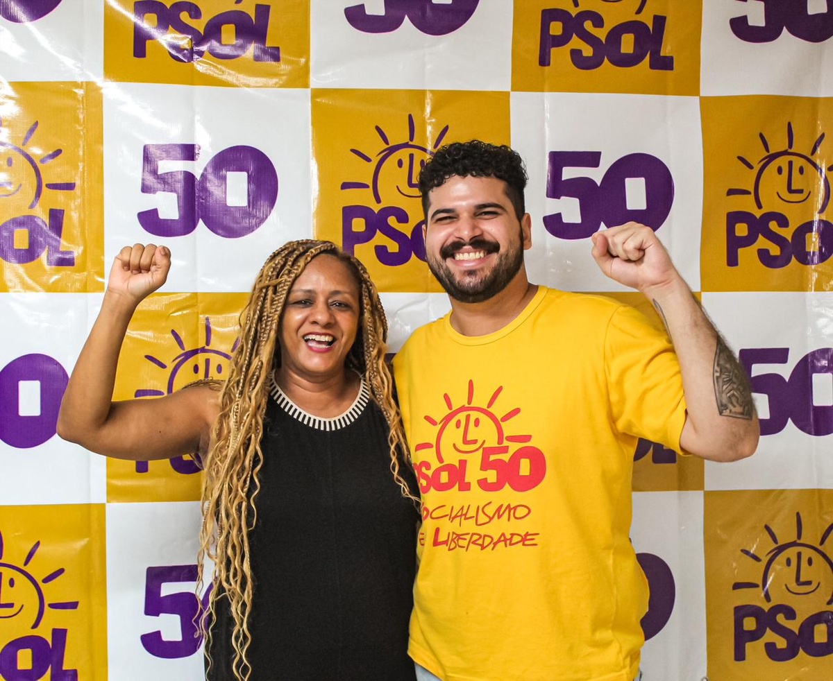 Cynthia Falcão, Presidente Estadual do PSOL e Victor Carvalho, Presidente Municipal de Teresina.