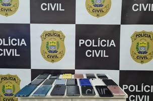 Celulares roubados são recuperados pela polícia. (Foto: Reprodução/ SSP-PI)