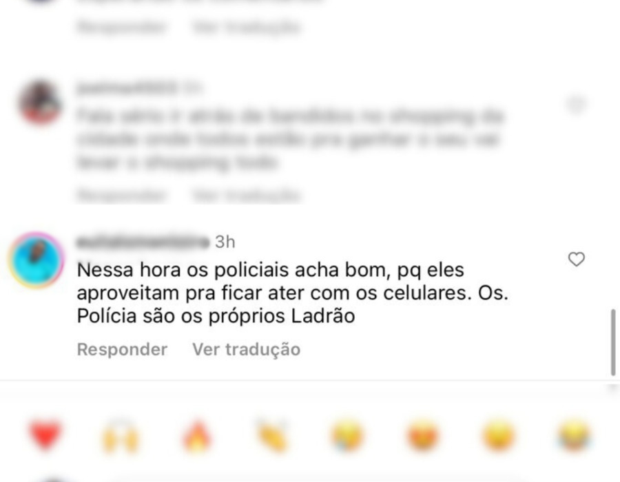 O comentário foi feito em uma postagem do Instagram.