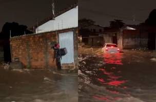 Moradores ficam ilhados após chuvas que ultrapassaram os 100 ml em Teresina. (Foto: Reprodução/ Internet)