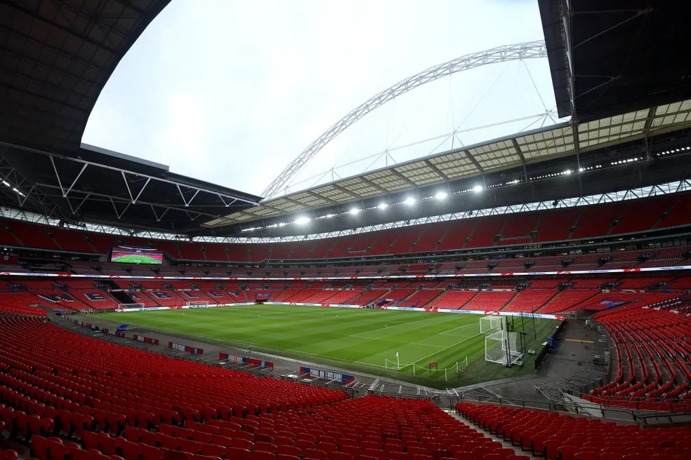 Estádio de Wembley vai sediar amistoso entre Inglaterra e Brasil.