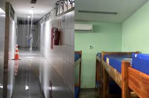 Forte temporal alaga parte do Hospital de Urgência de Teresina. (Foto: Reprodução/ Internet)