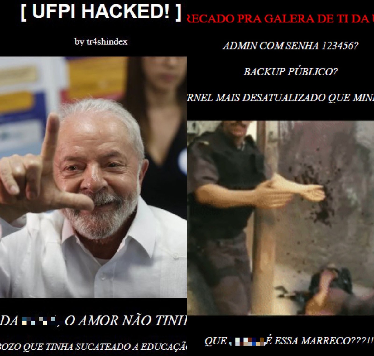 Site da UFPI é hackeado com mensagens de ódio e críticas ao Governo Federal.