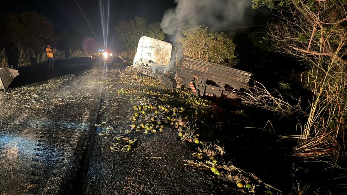 Caminhão sofre pane elétrica e pega fogo na BR-316 no Piauí.