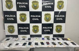 Cerca de 30 celulares são recuperado pela Policia Civil. (Foto: Ascom SSP)