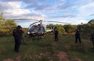 Helicóptero da PMPI reforça buscas por suspeito foragido no Piauí. (Foto: Divulgação/ SSP-PI)