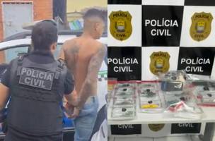 Home é preso com droga sintética ainda não identificada no estado. (Foto: Ascom/SSP)