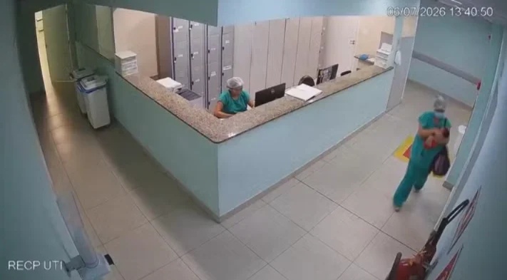 Imagem mostra tentativa de sequestro em maternidade