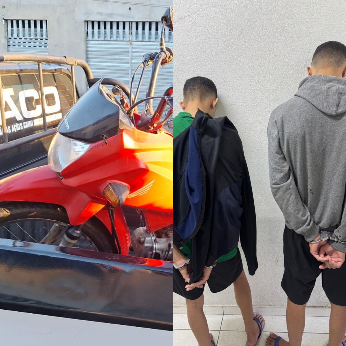 Materiais apreendidos durante a ação policial.
