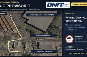 DNIT cria desvio na entrada do Dirceu para obras de viaduto em Teresina (Foto: Divulgação/DNIT)